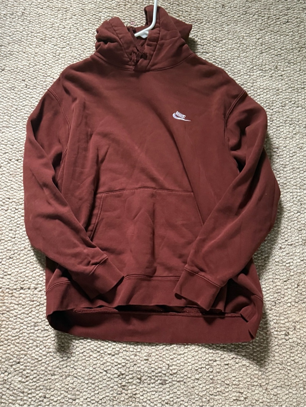 Nike Rust Brown Pullover Hoodie with Small White Swoosh - Picture 1 of 2